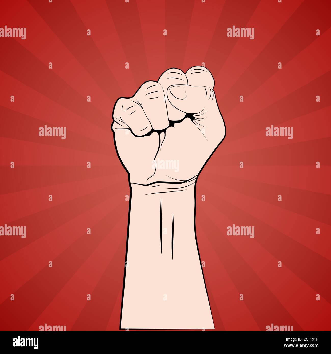 Hand with fist raised up protest or revolution poster. Vector Stock Vector