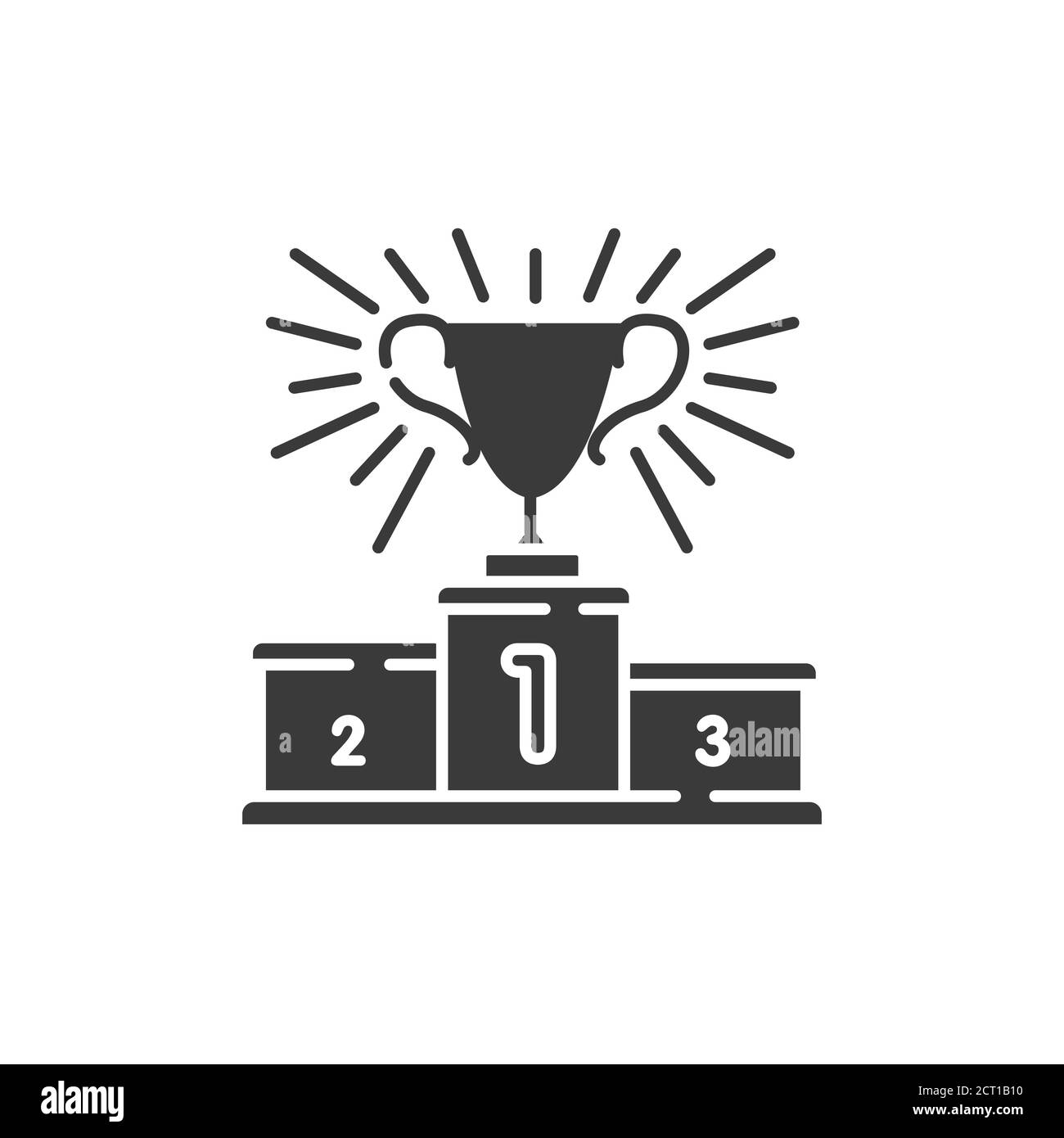 Podium sports awards black glyph icon. Golden winners cup first place
