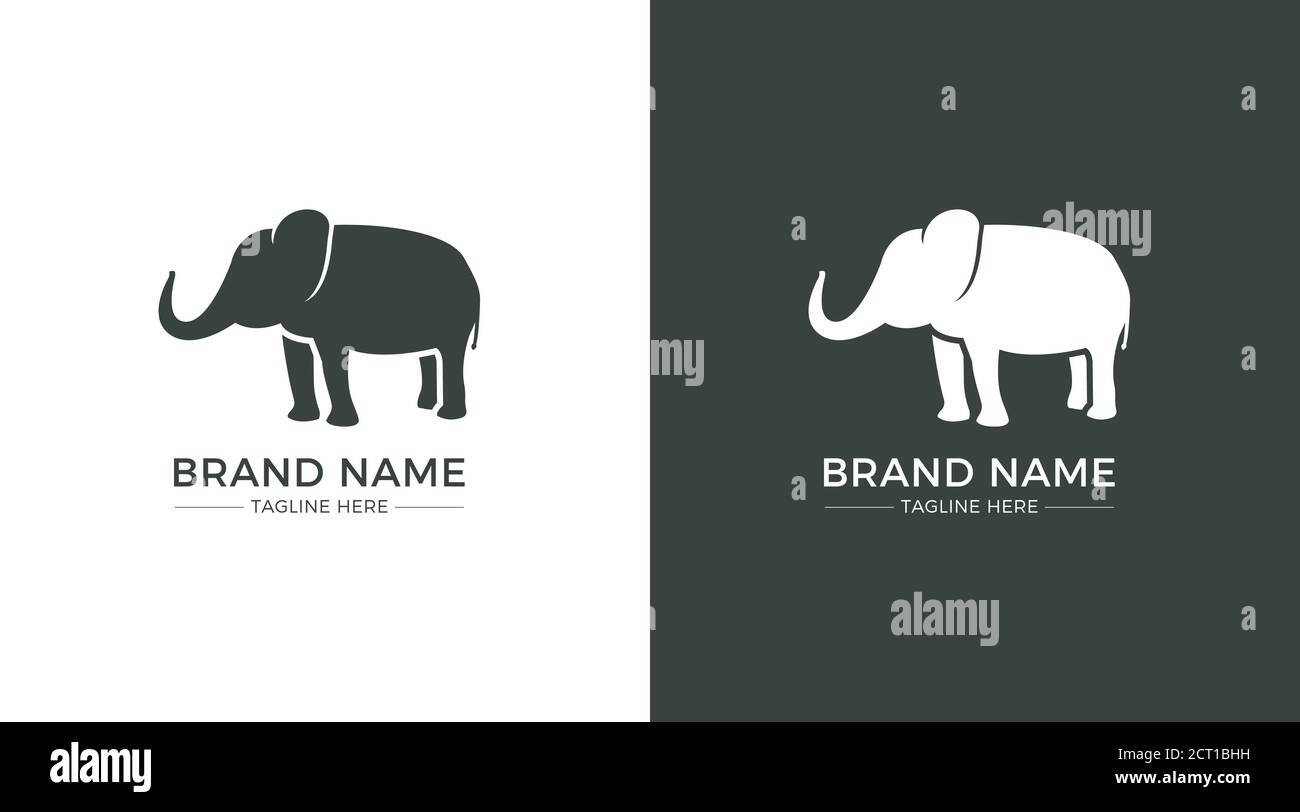 Elephant personable logo on white and gray background Stock Vector