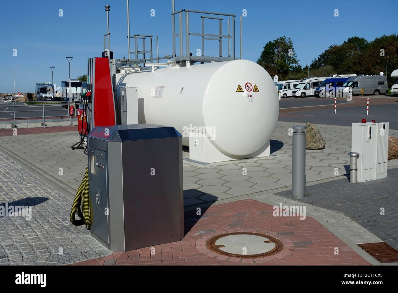 Gas station for boats, diesel, Glowe, Rügen, Mecklenburg-Western Pomerania, Germany Stock Photo