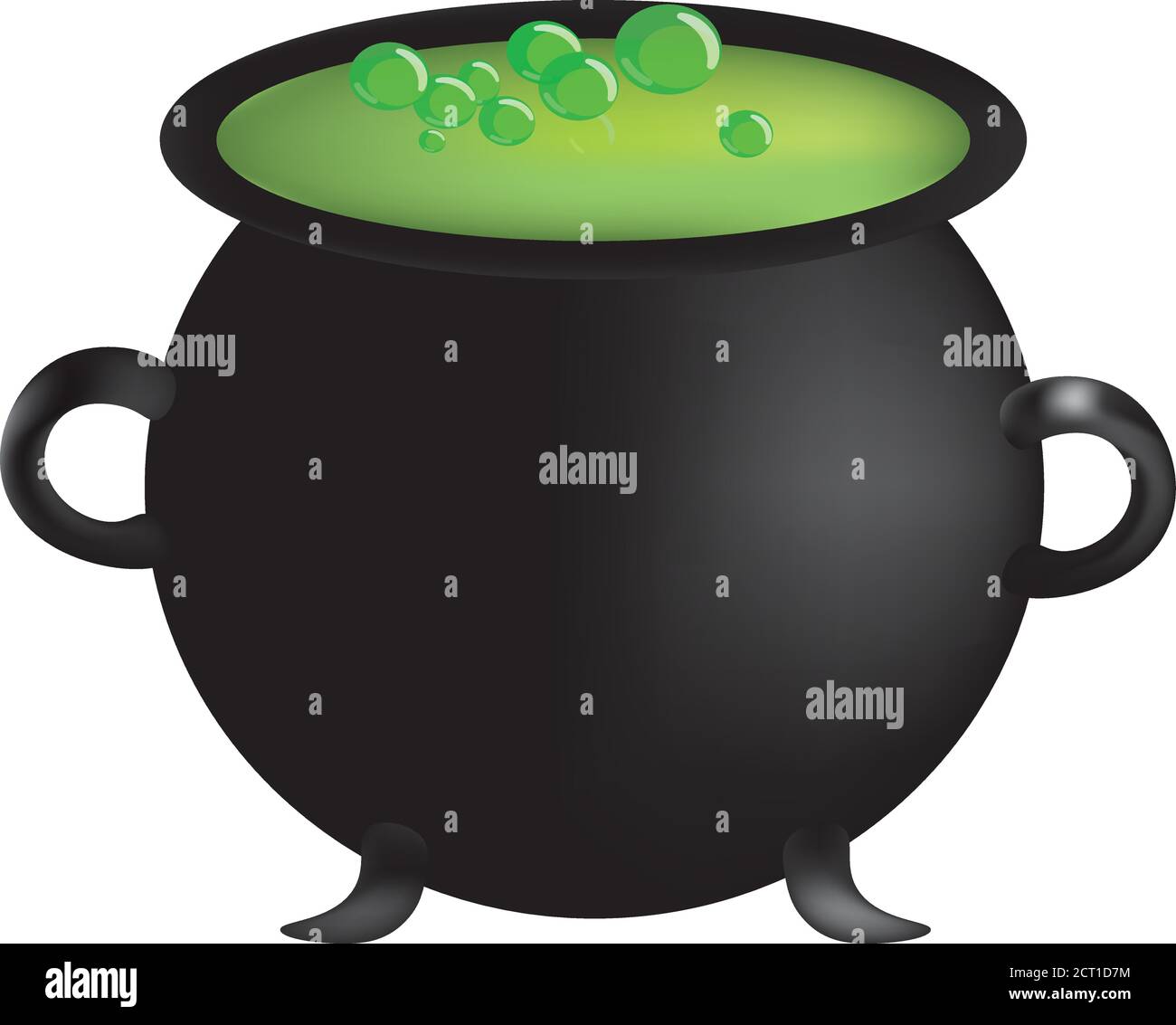 Witch cauldron with hot green potion, vector Stock Vector