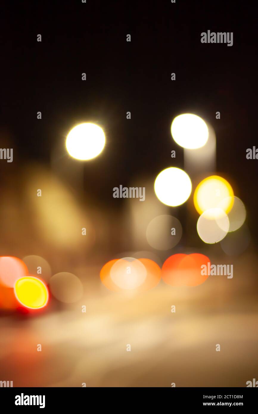 Colorful night traffic bokeh Stock Photo