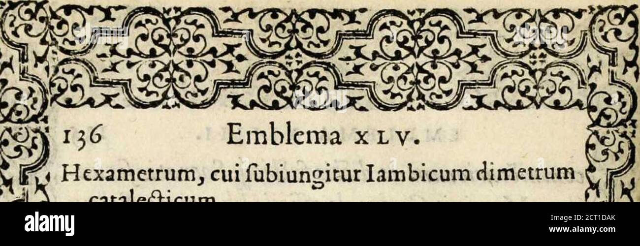 . Hadriani Iunii medici Emblemata, ad D. Arnoldum Cobelium [electronic resource]: eiusdem Aenigmatum libellus, ad D. Arnoldum Rosenbergum . $£§£s?S l^ fcmblcma xiv. 1 Hexametrumj cui fubiungitur Iambicum Himetrumcatale&icum. A p v D Sain infkrioris Aegypti regionis me- ^tropolin,in veflibulo fhni Mtneruzficratt, hiero p£Iglyphicumfymbolumexfculptumfutffehocordi- £lyf?*^^y m commcmorat Vlutarchut m Ubro de Ifide: m- fcw]f$££? mirum Jnfkns,Senex,AccipiterfPtfcis, Hippo-lijQi-^J potamus ordtnefecjuebanturquo admoncbanturs|f*M H *prtmis vitm intttis ad extremum vfljue eius ter i mtnunI&gt; antm^ Stock Photo