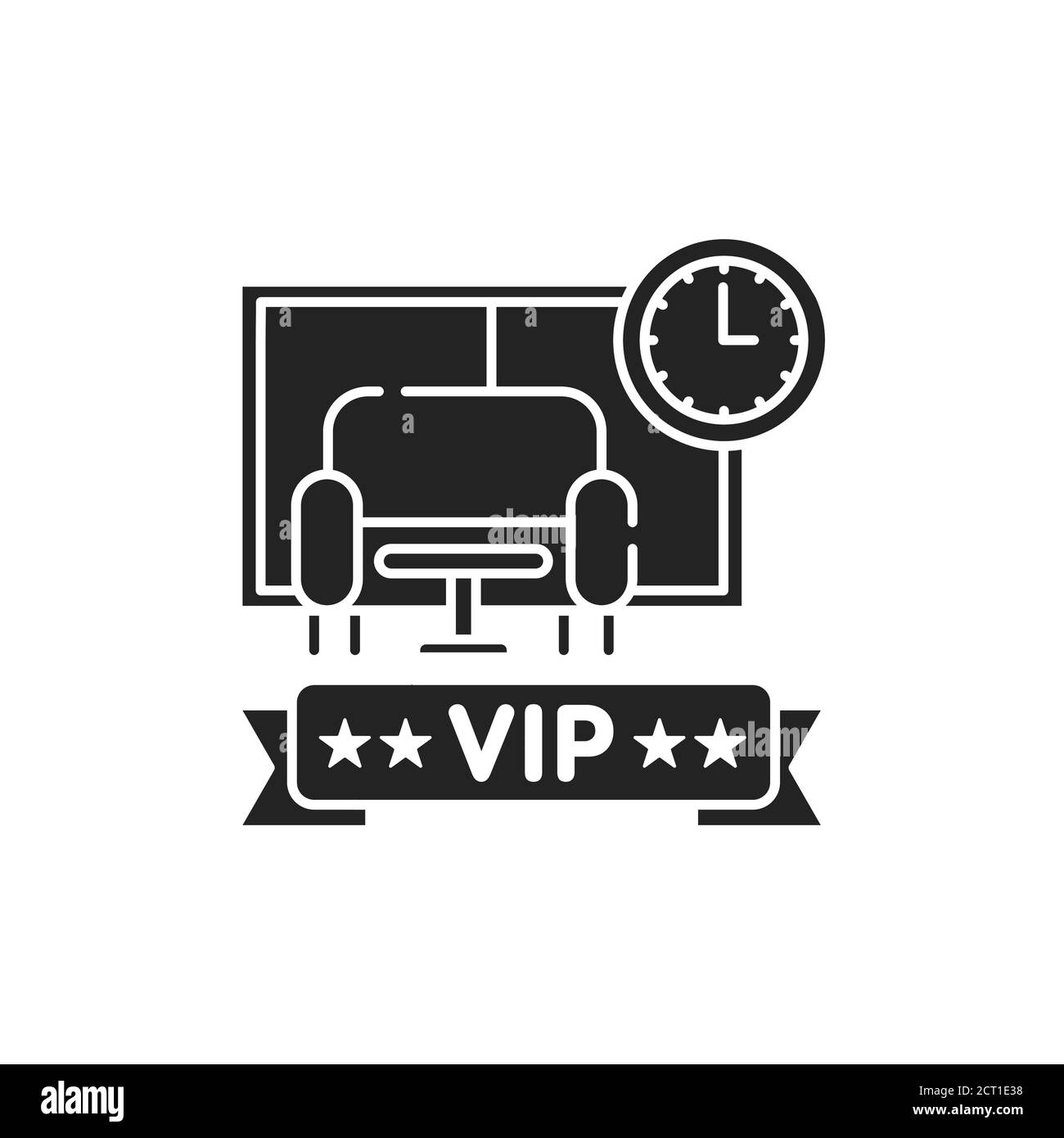 Vip lounge glyph black icon. Waiting room at the airport. Luxury service element. Sign for web page, mobile app, button, logo. Vector isolated button. Stock Vector