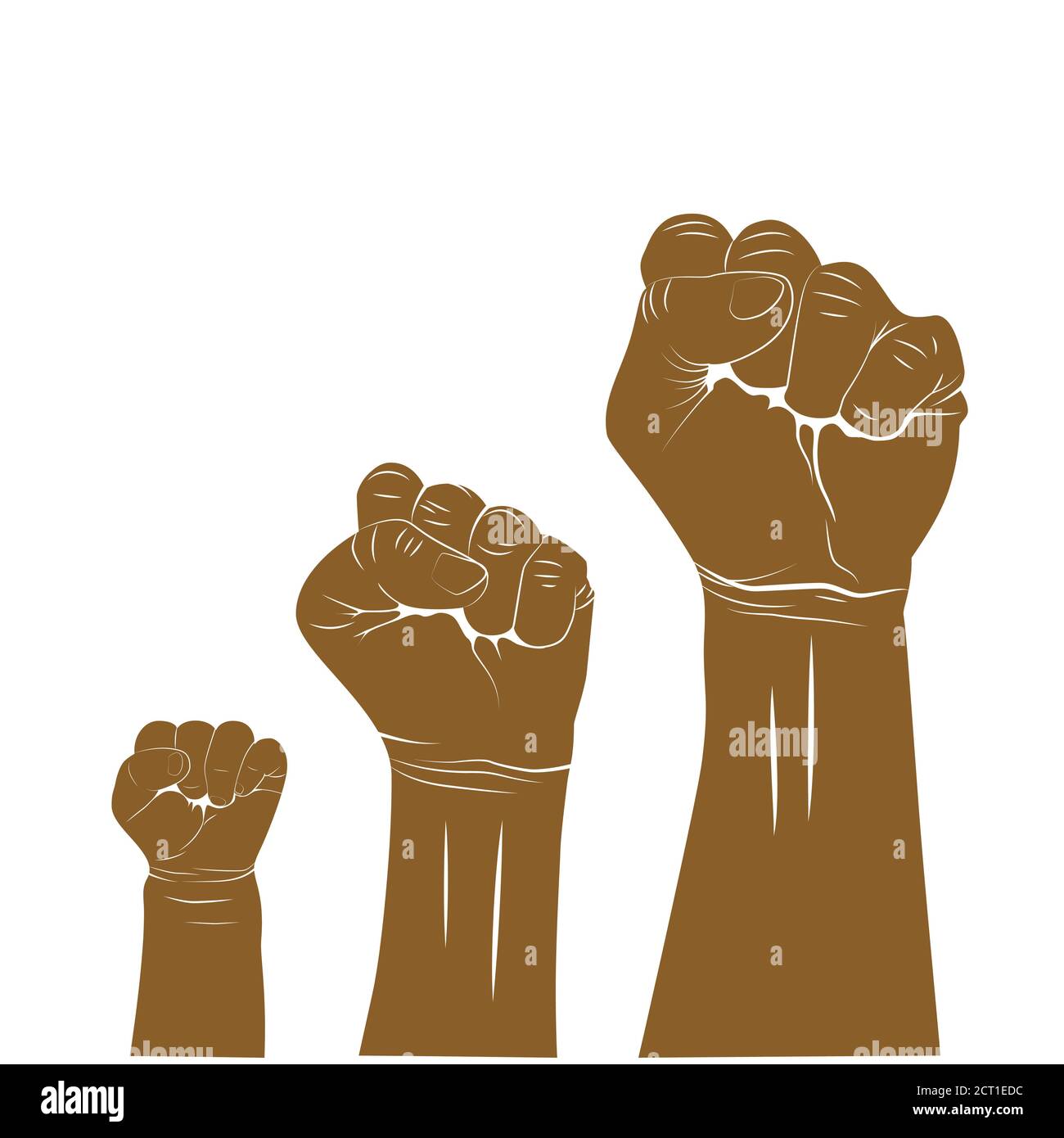 Hand of child, woman and man clenched into a fist. Figth for your rights. Vector Stock Vector