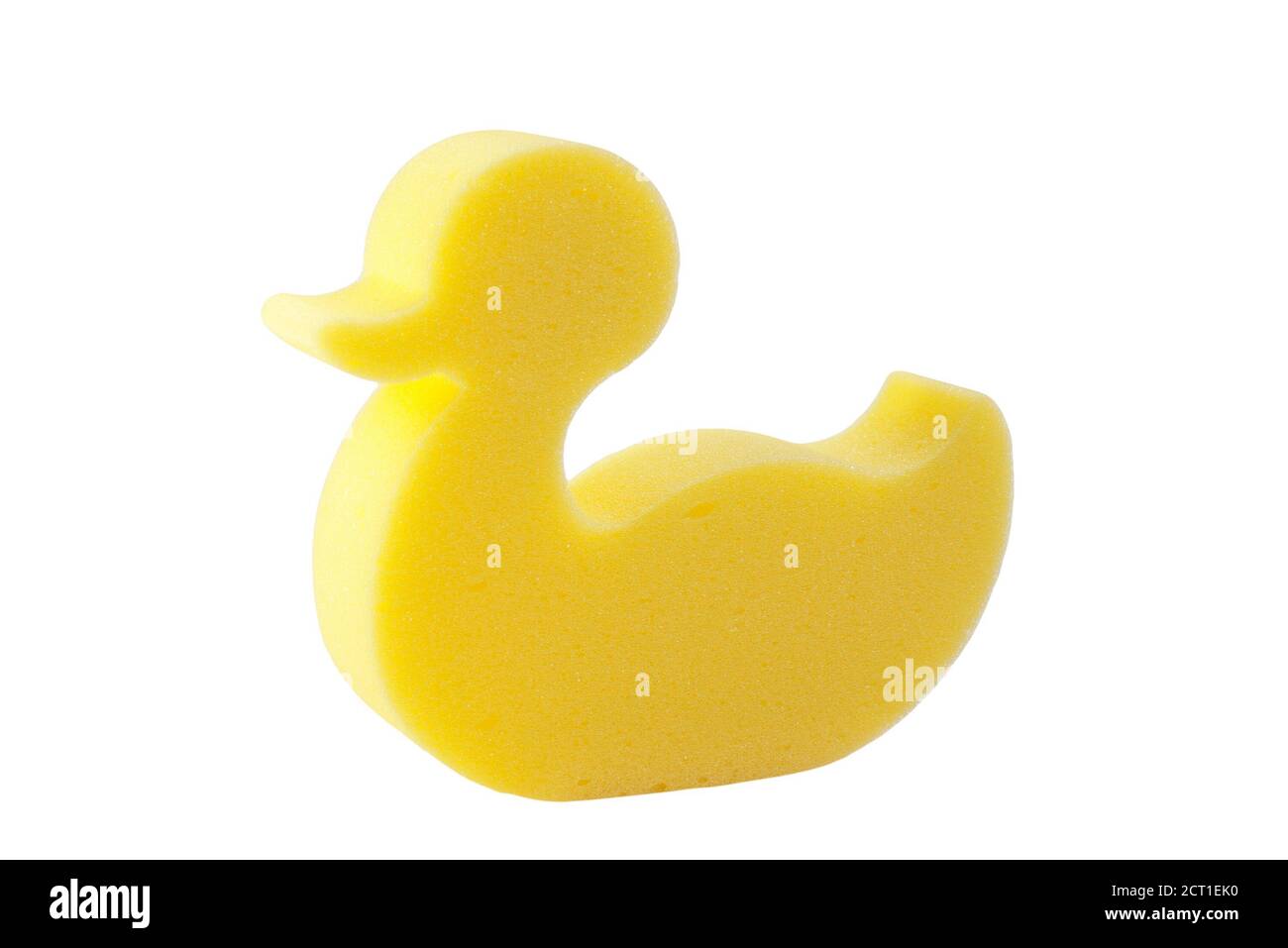 Yellow duck sponge against white background Stock Photo