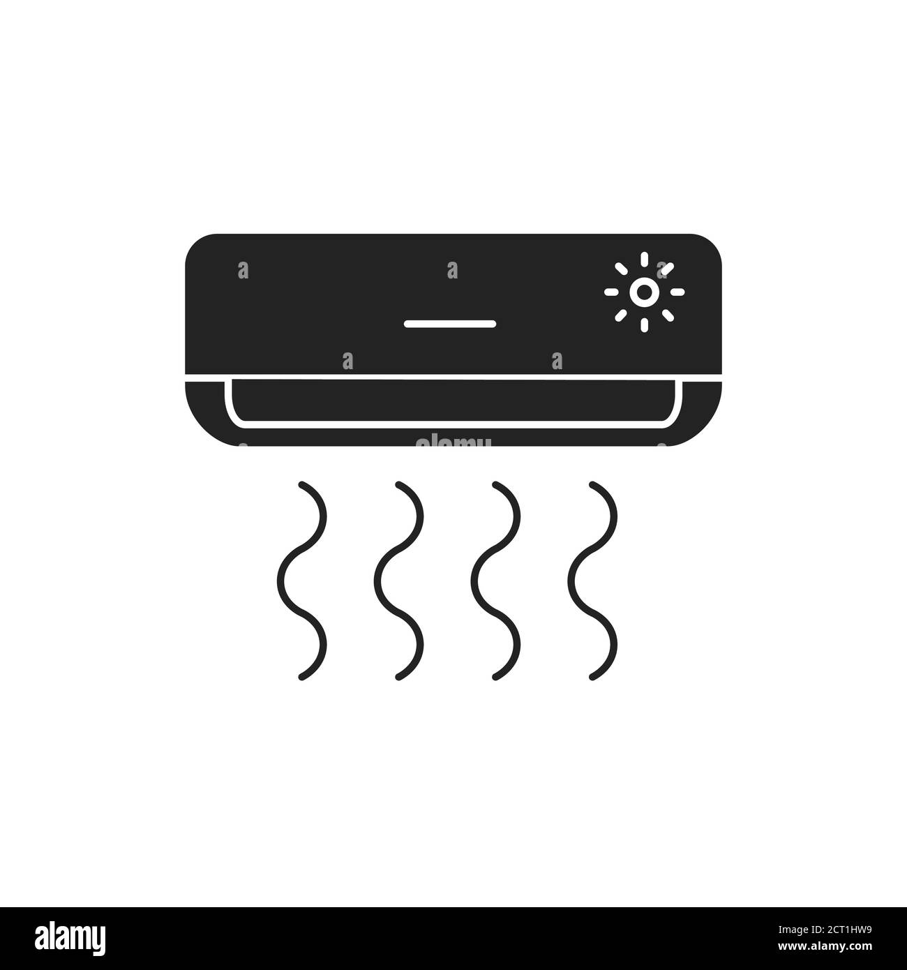 Air conditioner black glyph icon. System or a machine that treats air in a defined. Warm or cold air. Pictogram for web page, mobile app, promo Stock Vector