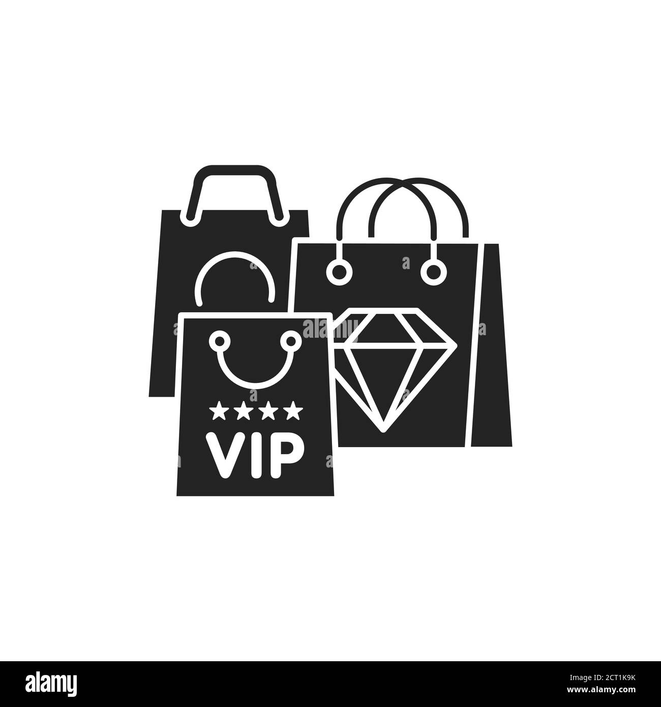 Vip shopping glyph black icon. Luxury lifestyle concept. Sign for web page, mobile app, button, logo. Stock Vector