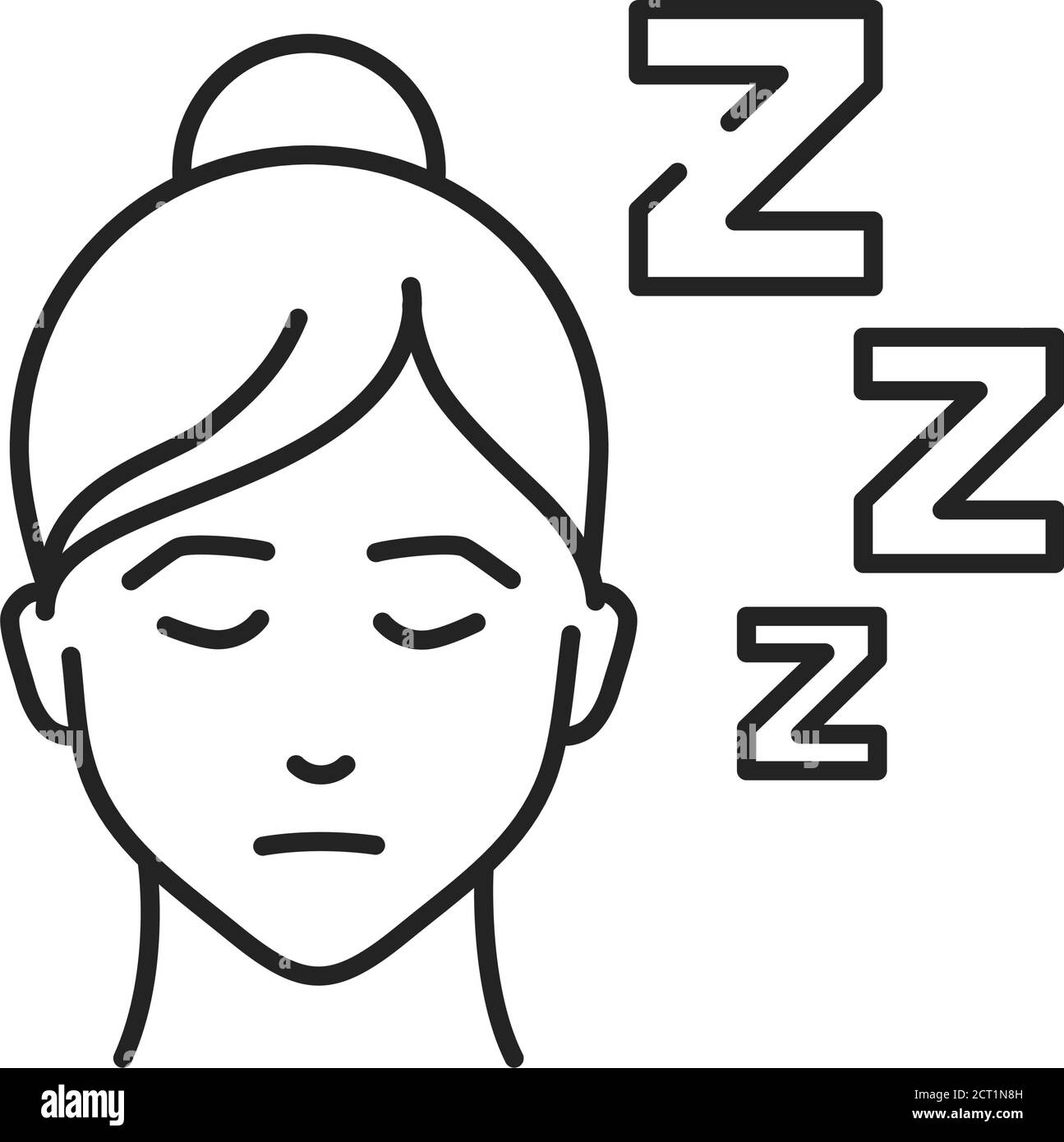 Drowsiness black line icon. Flu symptom. A state of strong desire for sleep, or sleeping for unusually long periods. Pictogram for web page, mobile Stock Vector