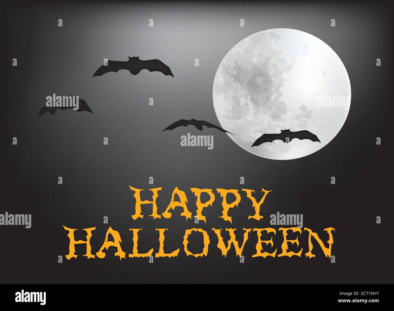 Happy Halloween card with full moon and bats Stock Vector Image & Art ...