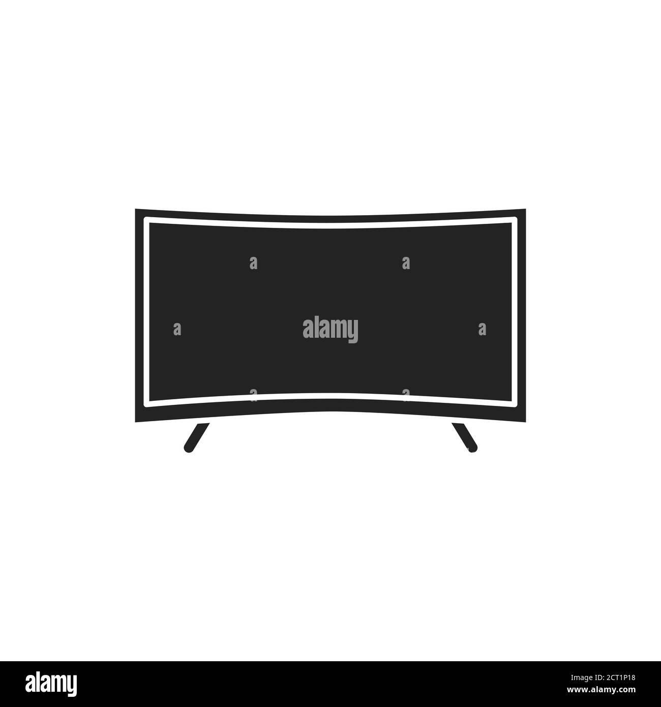 Curved screen black glyph icon. Type of tv screen. Allowing a wider field of view. Pictogram for web page, mobile app, promo. UI UX GUI design element Stock Vector