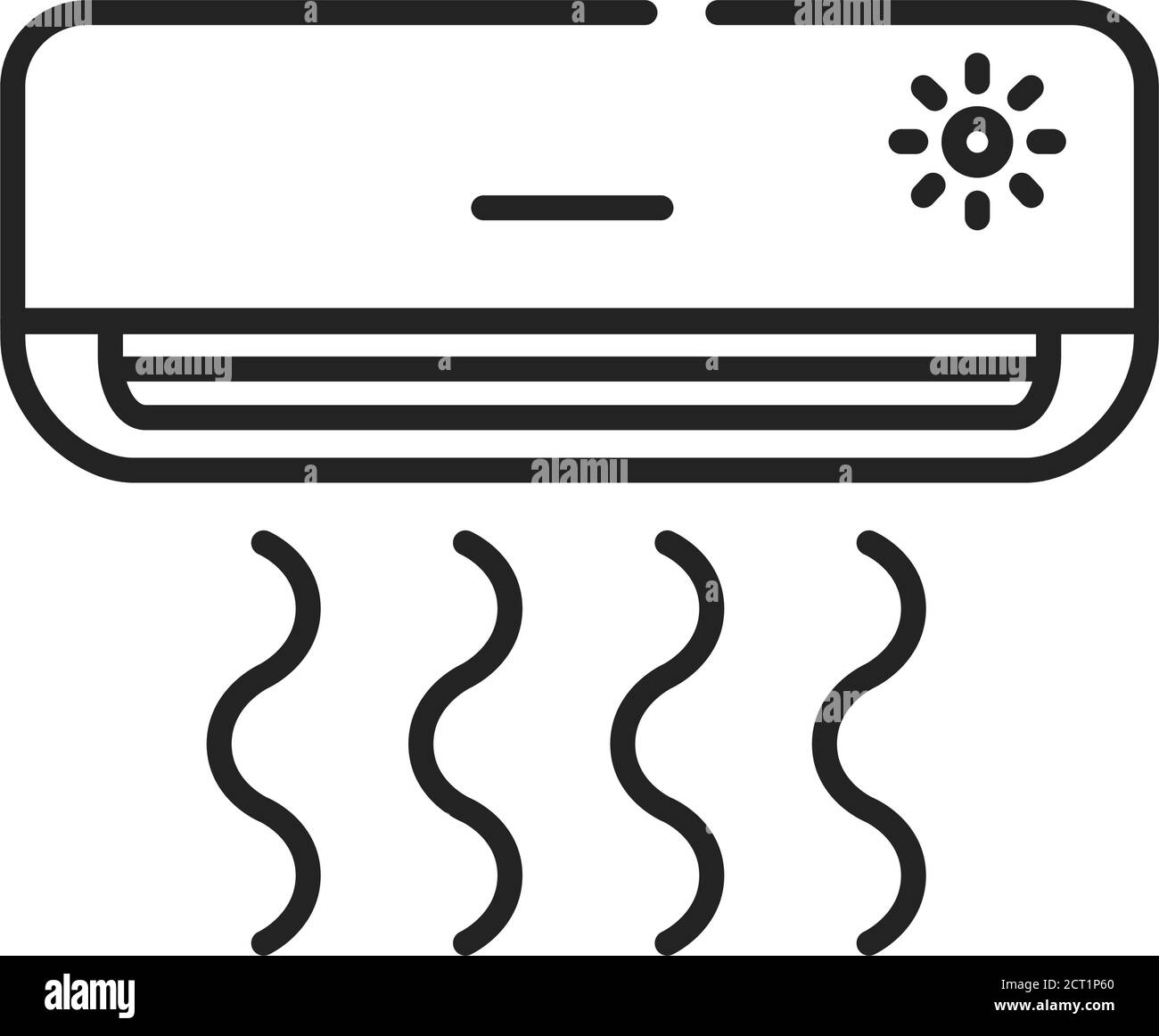 Air conditioner black line icon. System or a machine that treats air in a defined. Warm or cold air. Pictogram for web page, mobile app, promo. Stock Vector
