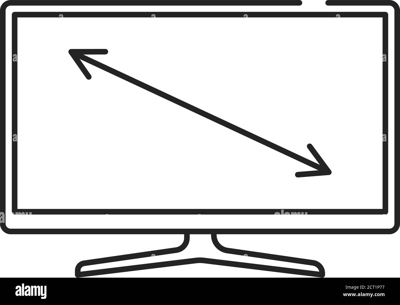 Diagonal TV display black line icon. Size Monitor. Electronic device.  Pictogram for web page, mobile app, promo. Editable stroke Stock Vector  Image & Art - Alamy