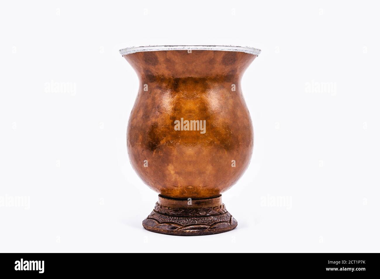 cup of mate, called chimarrão, from South America. White isolated background, utensil for mate