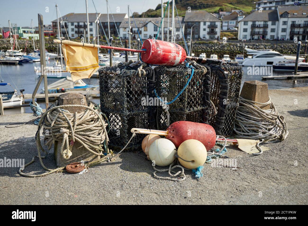 Lobster Pots Aberystwyth Marina Aberystwyth Ceredigion Wales UK Stock Photo