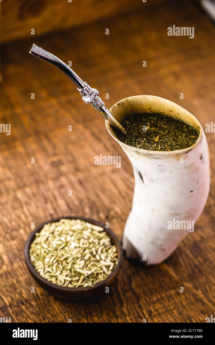 Tereré ou tererê is a typical South American drink made with the infusion of  yerba mate in cold water. Of Guarani origin, it can be consumed with lemo  Stock Photo - Alamy