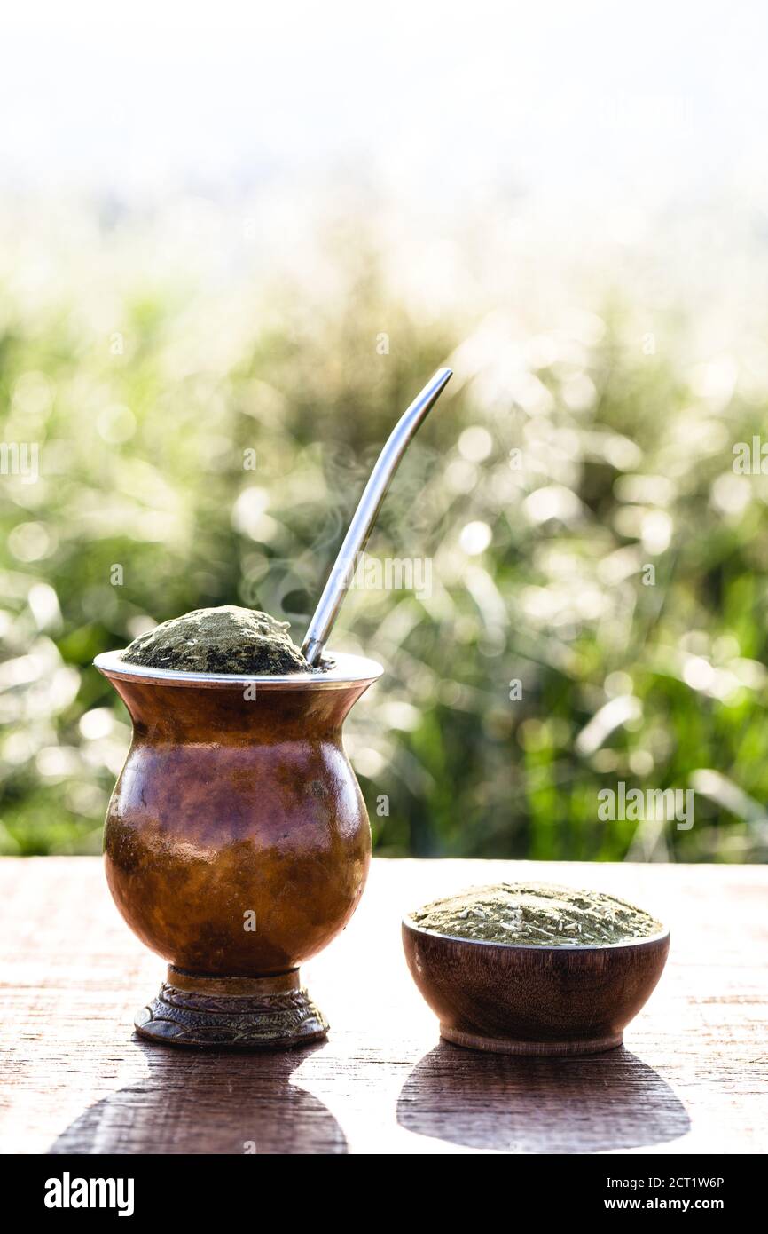 Aliminium/Palo Santo Wooden Gourd and Bombilla Set to Drink Yerba Mate by Gaucho Bruno 