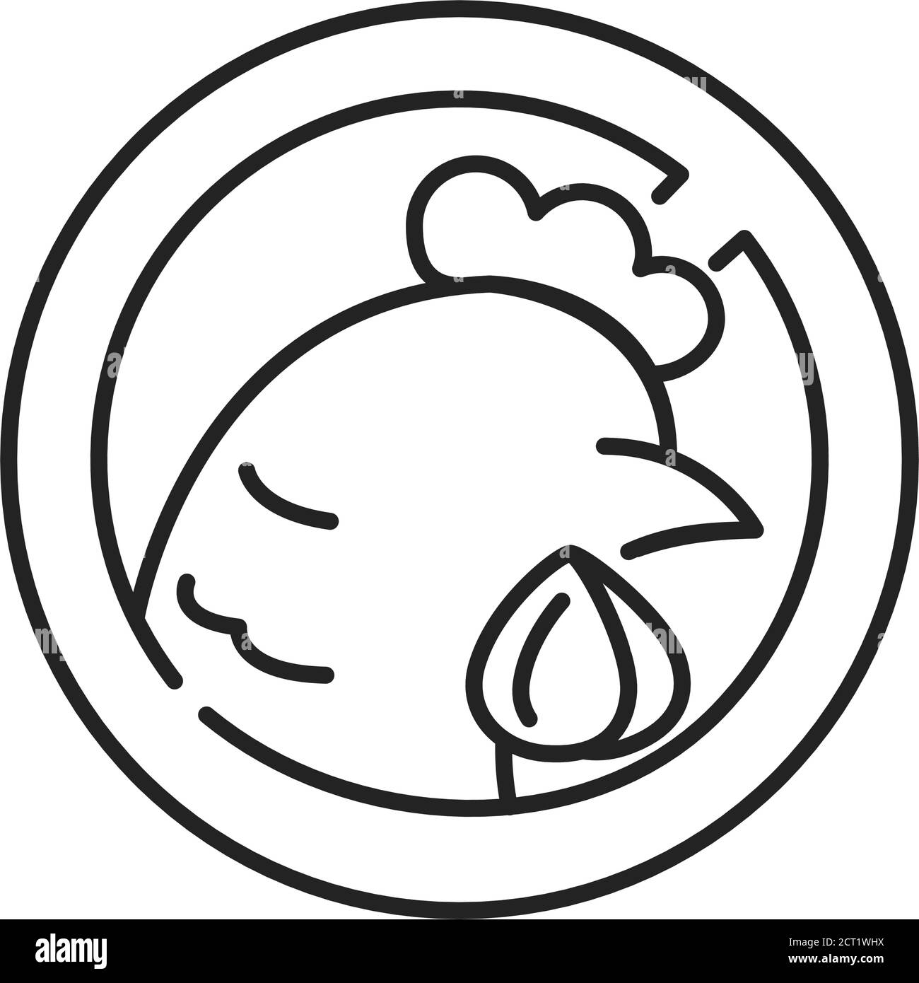 Animal care black line icon. Label do not eat animal meat sign