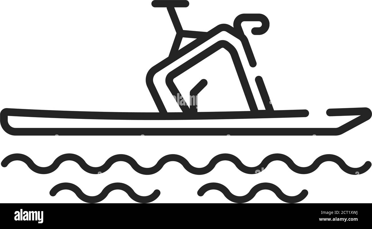 Water bike black line icon on white background. Extreme sport