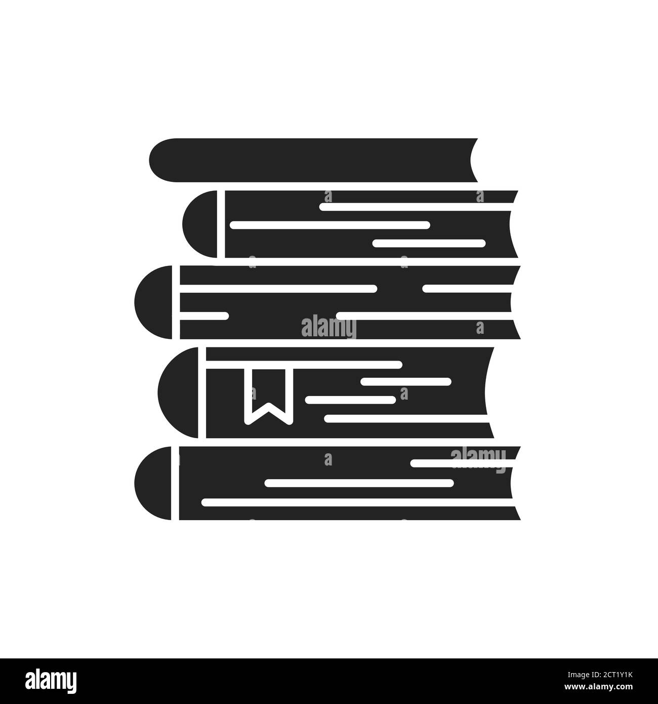 Books stack black glyph icon. A large number of books lie one on one. Pictogram for web page, mobile app, promo. UI UX GUI design element Stock Vector