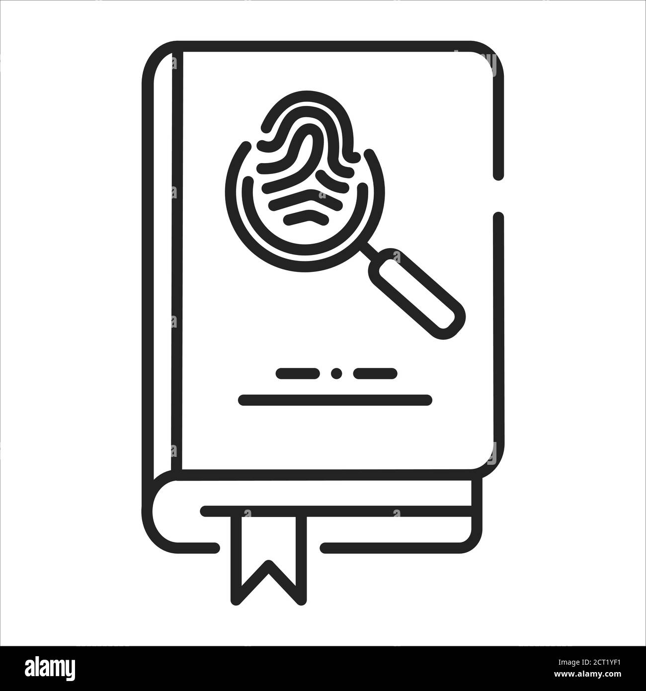 Detective book black line icon. A sub-genre of crime and mystery fiction. An investigator investigates a crime, often murder. Pictogram for web page Stock Vector