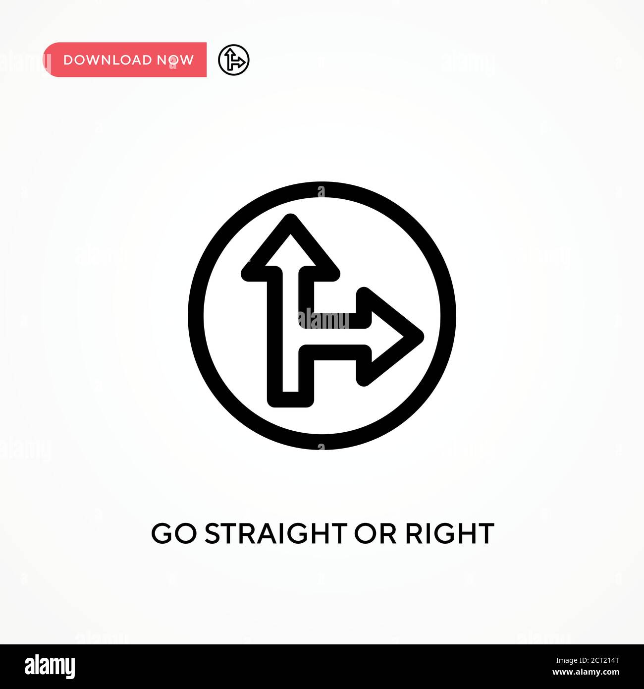Go straight or right Simple vector icon. Modern, simple flat vector ...
