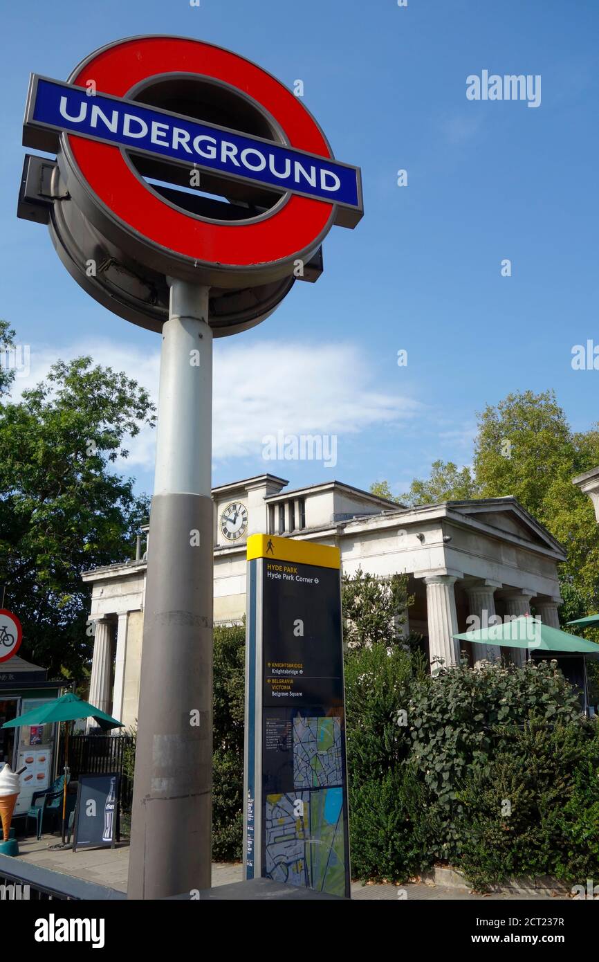 Hyde Park Corner tube station Stock Photo Alamy