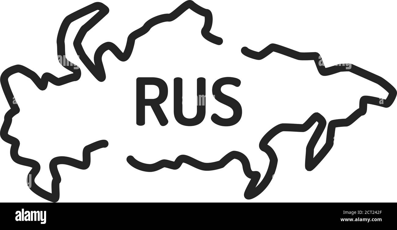 Russia map black line icon. Border of the country. Pictogram for web page, mobile app, promo. UI UX GUI design element. Editable stroke. Stock Vector