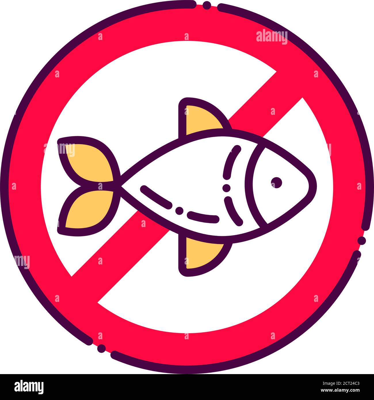 Fish allergy line color icon. Allergenic ingredient. Food intolerance