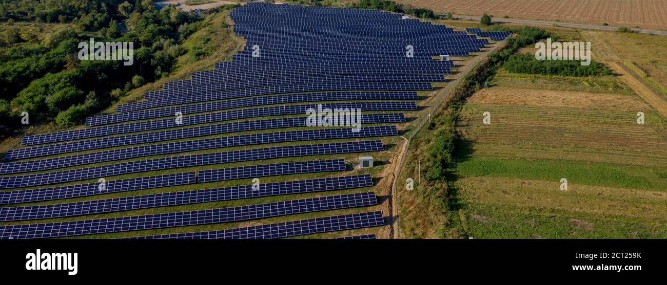 Aerial view solar panels stands hi-res stock photography and images - Alamy
