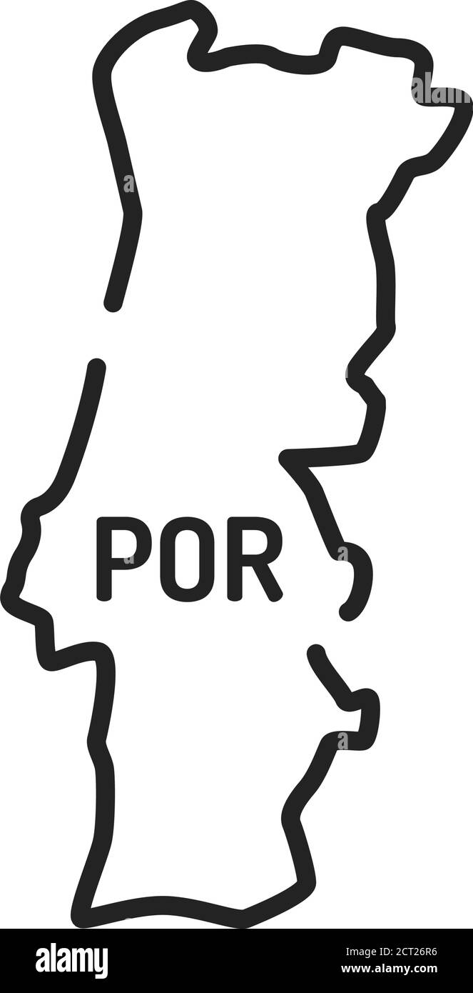 Portugal map black line icon. Border of the country. Pictogram for web page, mobile app, promo. UI UX GUI design element. Editable stroke. Stock Vector