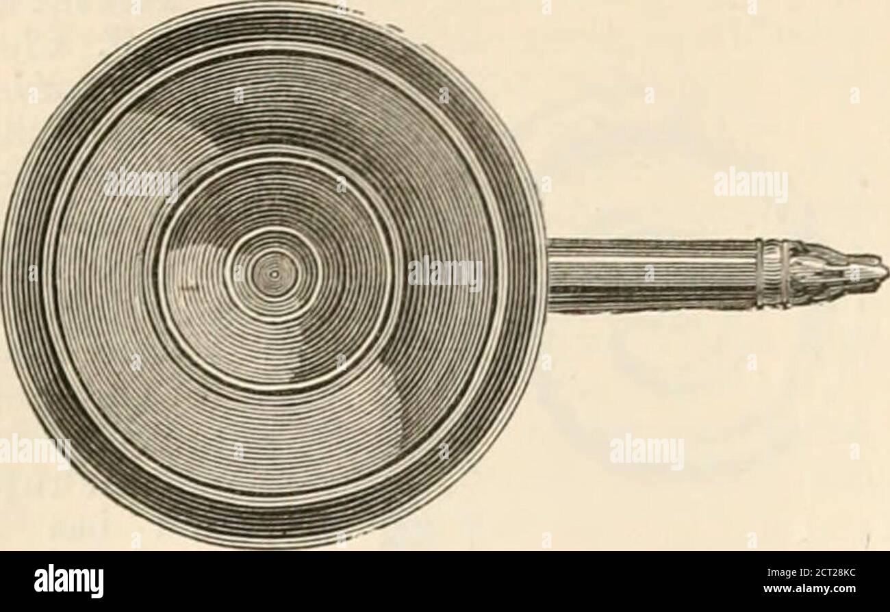 . An illustrated dictionary of words used in art and archaeology. Explaining terms frequently used in works on architecture, arms, bronzes, Christian art, colour, costume, decoration, devices, emblems, heraldry, lace, personal ornaments, pottery, painting, sculpture, &c, with their derivations . ne, or marble for holding food for horses ;when it was divided into several compartments,these were called loculL (See LocuLUS.) InChristian archreology, patena was the termapplied to a small plate of gold or silver, usedin the celebration of mass to cover over thechalice, and to hold the pieces of the Stock Photo