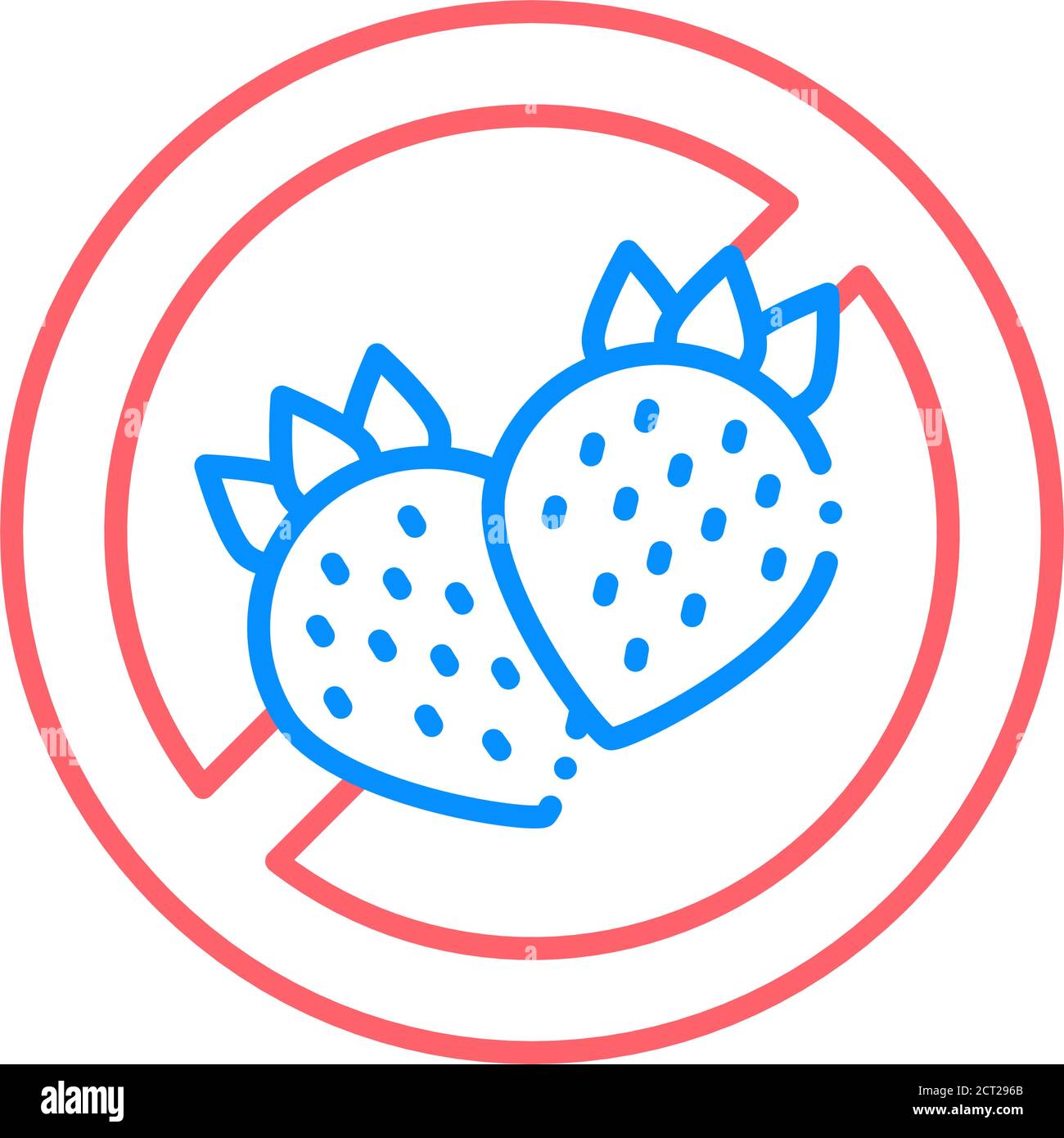 Fruit allergy line color icon. Allergenic ingredient strawberry. Food intolerance. Sign for web