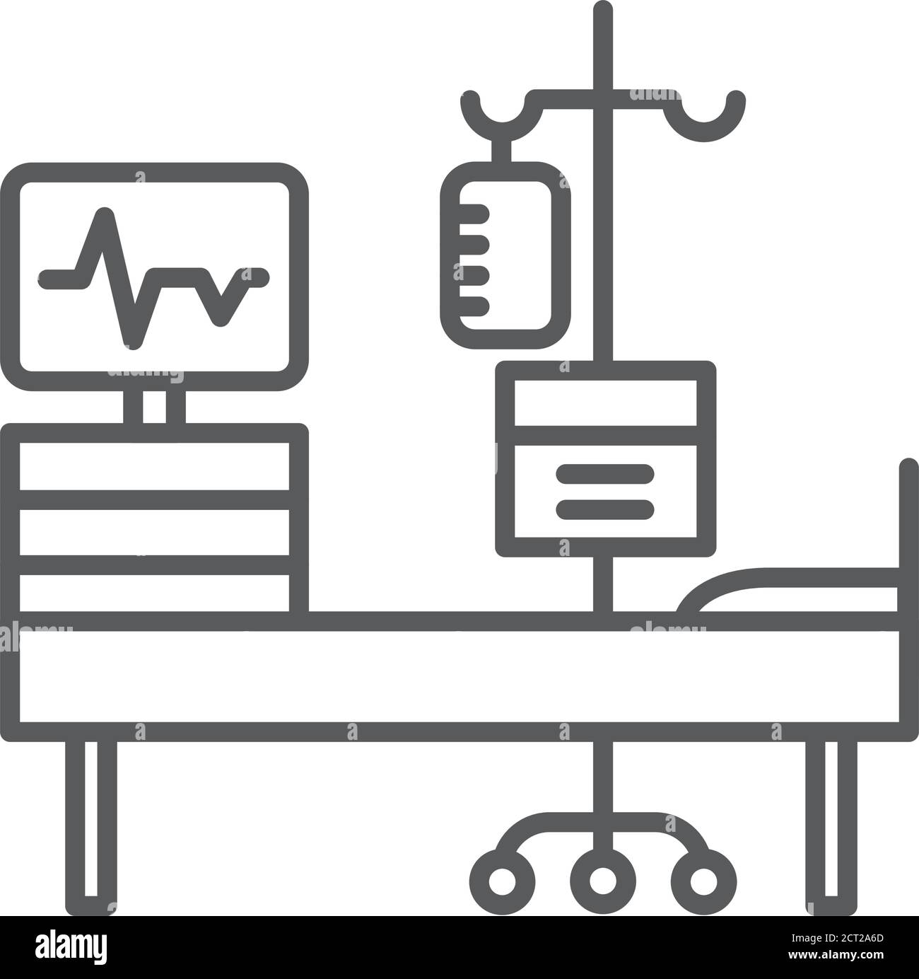 Chemotherapy line black icon. Hospital ward, intensive therapy. Medical treatment. Palliative care. Stock Vector