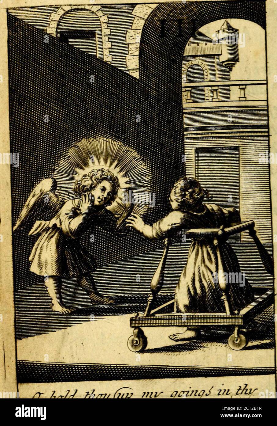 . Pia desideria: or, Divine addresses, : in three books. Illustrated with XLVII. copper-plates. . th roves;And when he thinks his weary ramble done,He finds falaslj he has butjufi begun.Thus ftill the wandring Multitude does ftray,Scarce one of thoufands keep or finds the way. Oh ! that my paths were all chalkd out by ThFrom the deceits of baneful error free !Till all my motion, like a Darts, becameSwift as its flight, unerring as its aim %That where thy Laws require me to obey,I may not loiter, nor miftake the way.Then be Thou, Lord, the Bowey thy Law the WhiteAnd I the Arrow deftin d for the Stock Photo