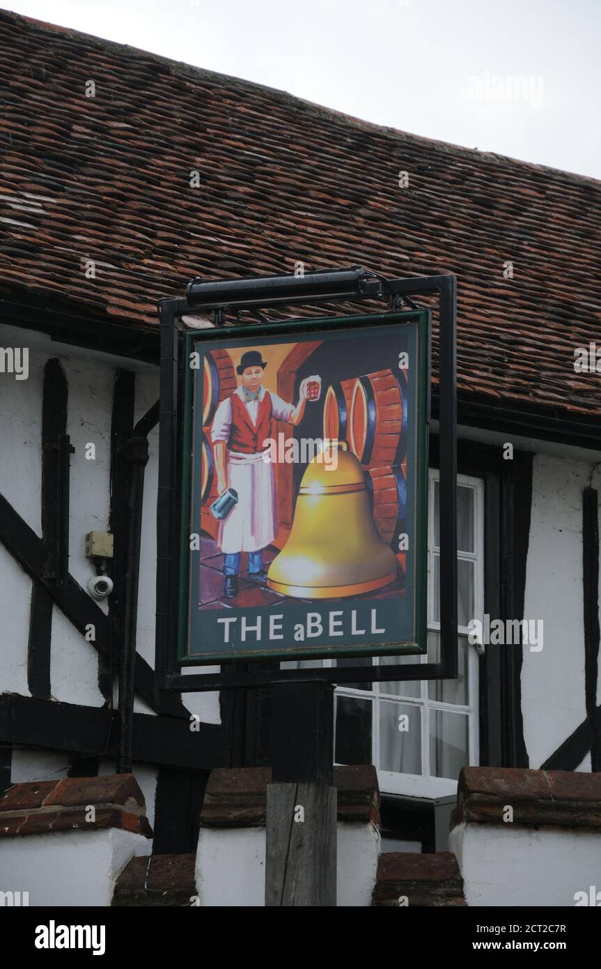 The Bell sign, Clare, Suffolk Stock Photo