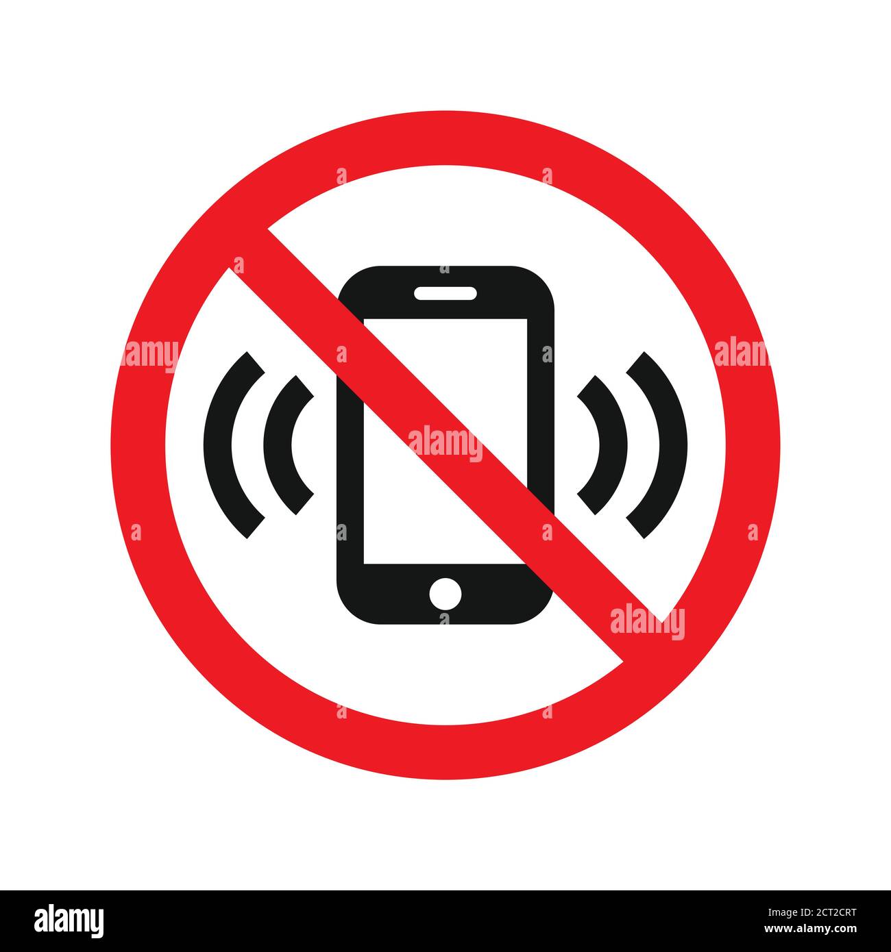 No phone red prohibition vector sign. No cellphones allowed zone symbol. Stock Vector