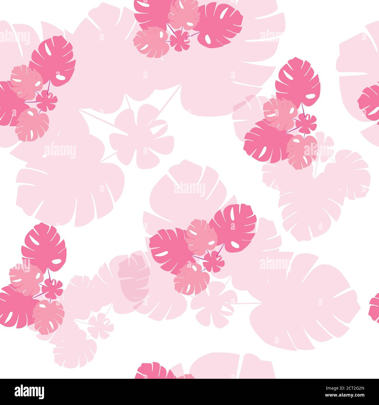 seamless pattern with pink tropical leaves vector Stock Vector Image ...