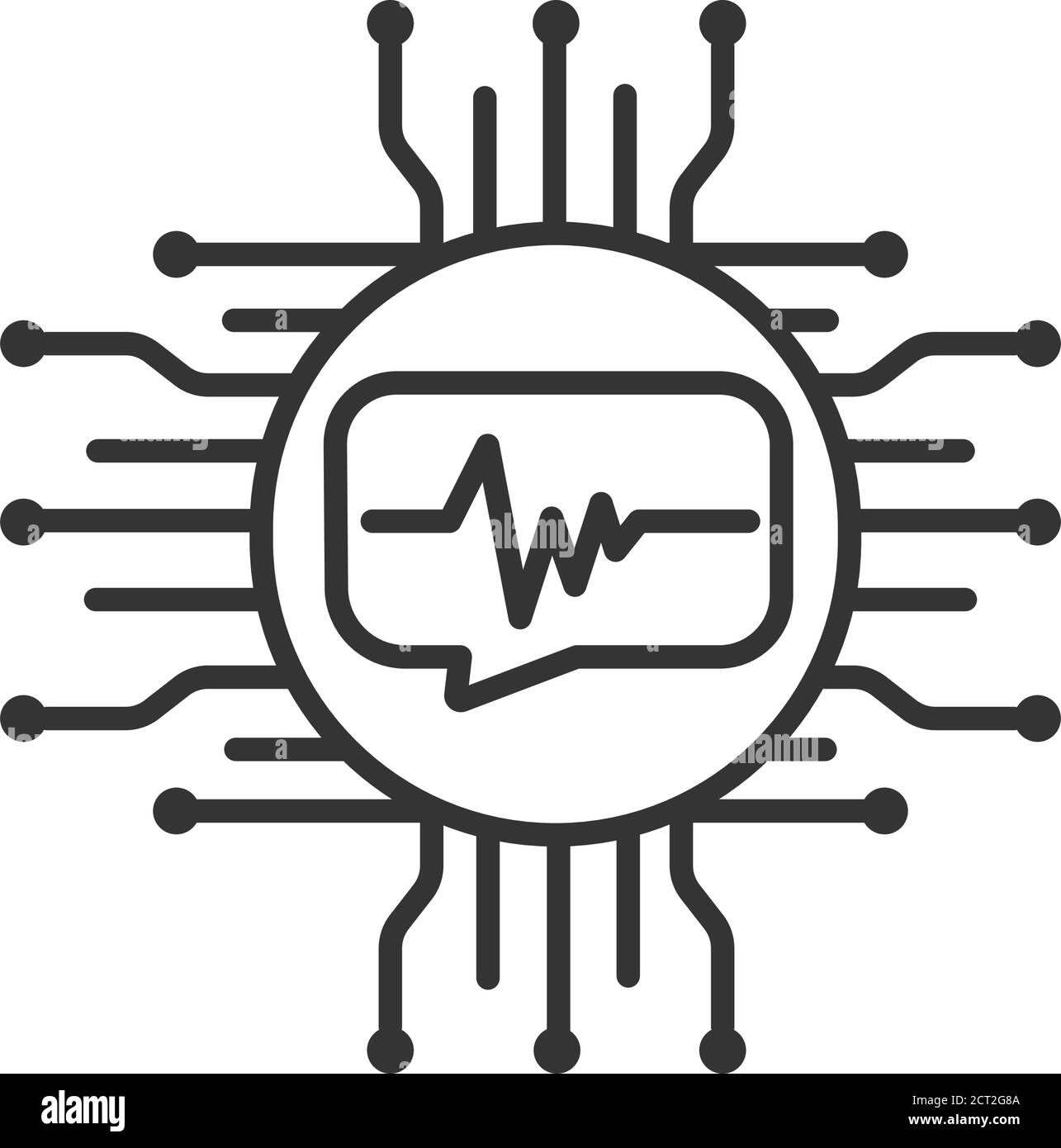 Voice identification black line icon. Recognition system of person. Artificial intelligence technology. Digital access system. Cyber security Stock Vector