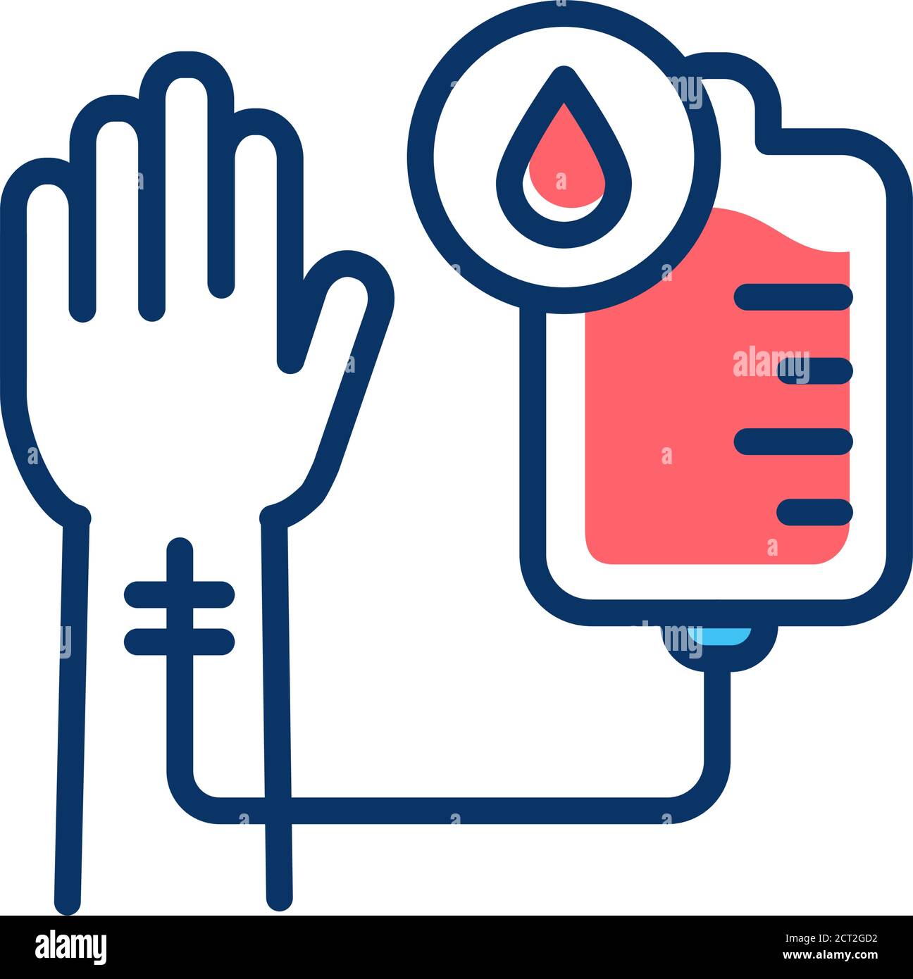 Blood transfusion color line icon. Donation, charity concept. Pictogram for web, mobile app, promo. Stock Vector