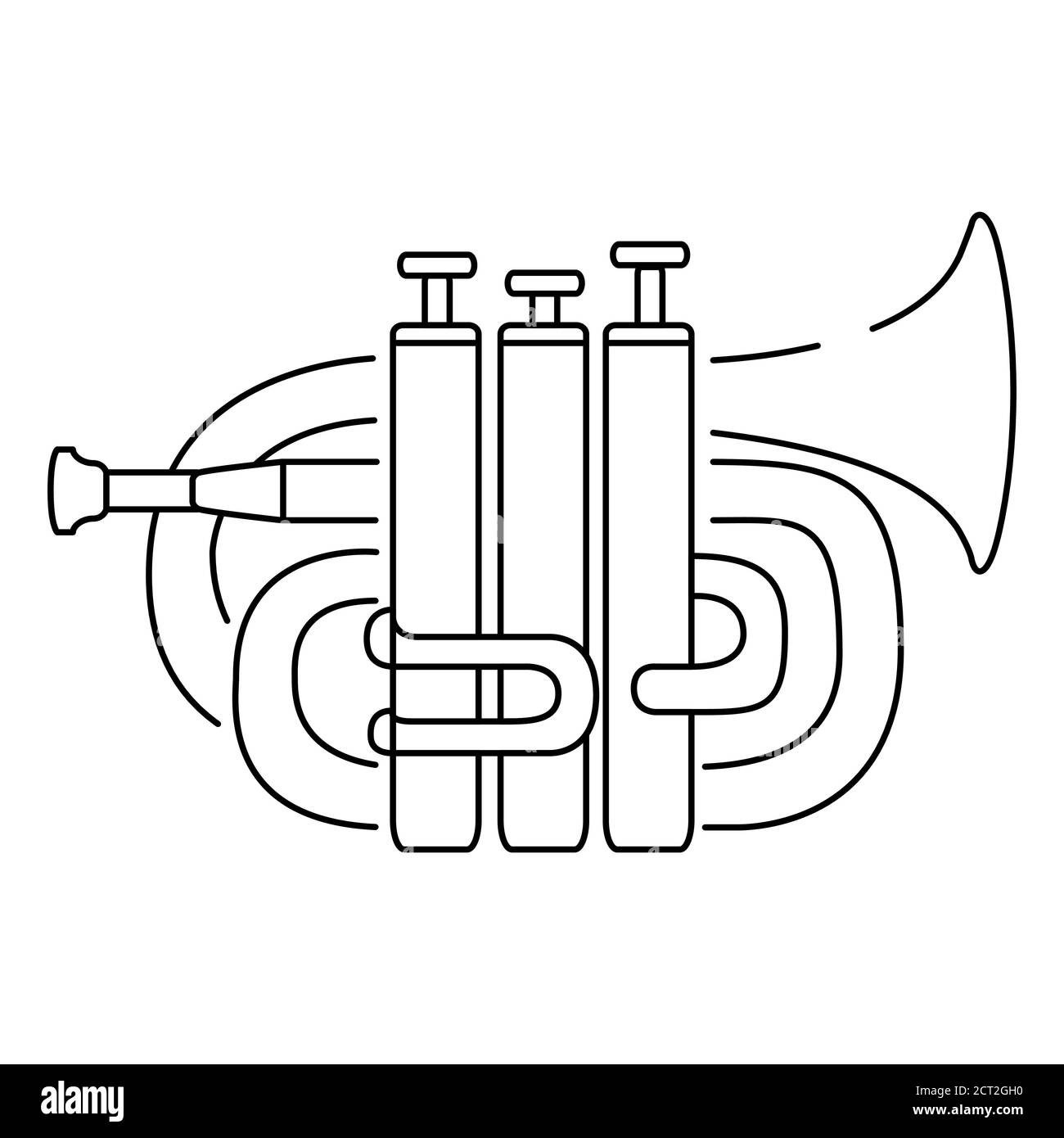 Trumpet wind musical instrument. Concept music and jazz outline vector. Stock Vector