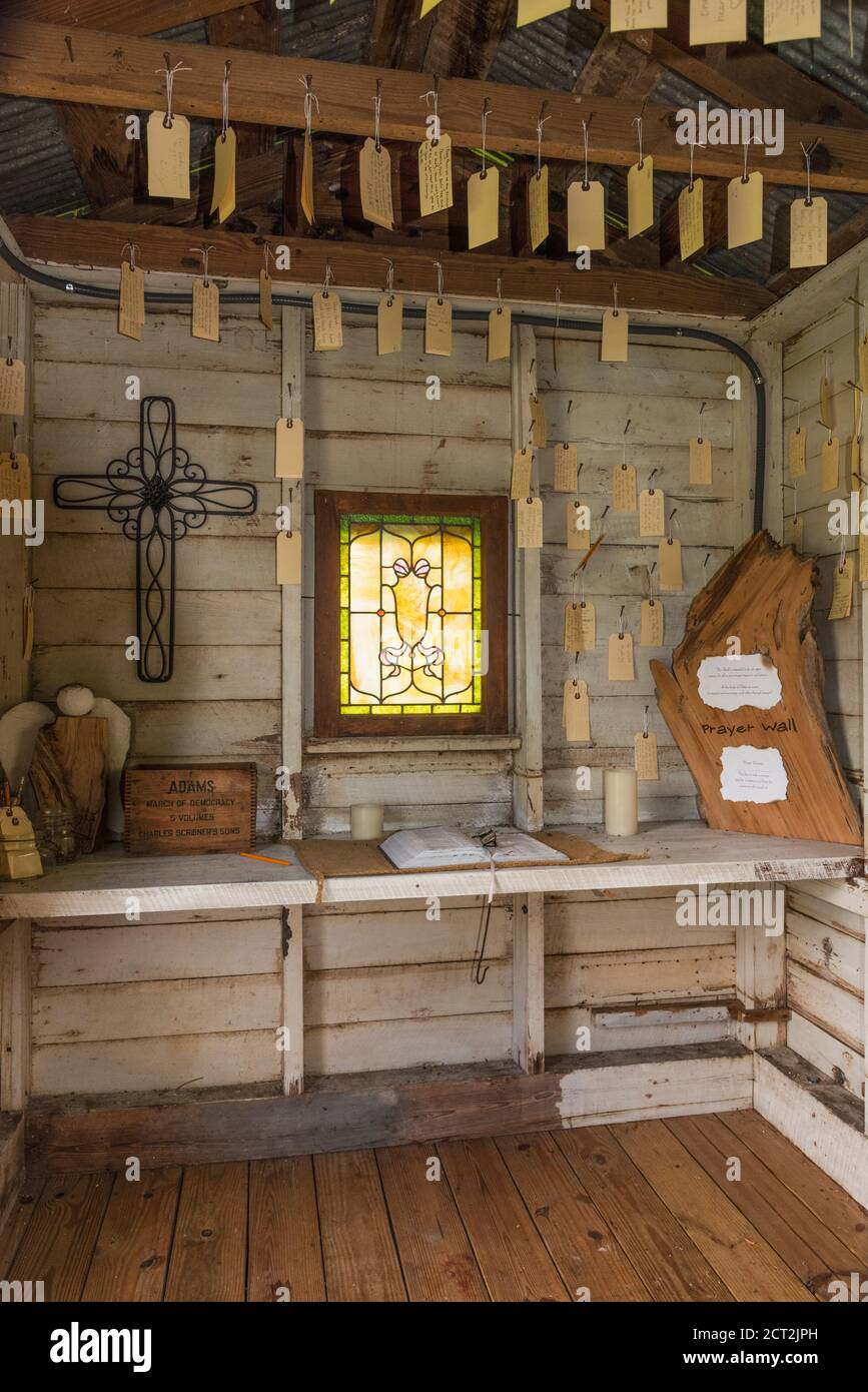 Prayer Shack with Prayer Wall Requests Weirsdale, Florida USA Stock Photo