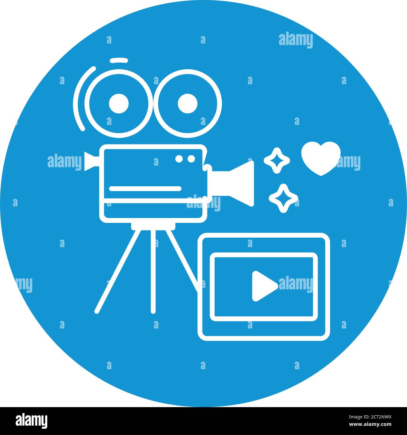 Camera and film line color icon. Record wedding video concept. Sign for ...