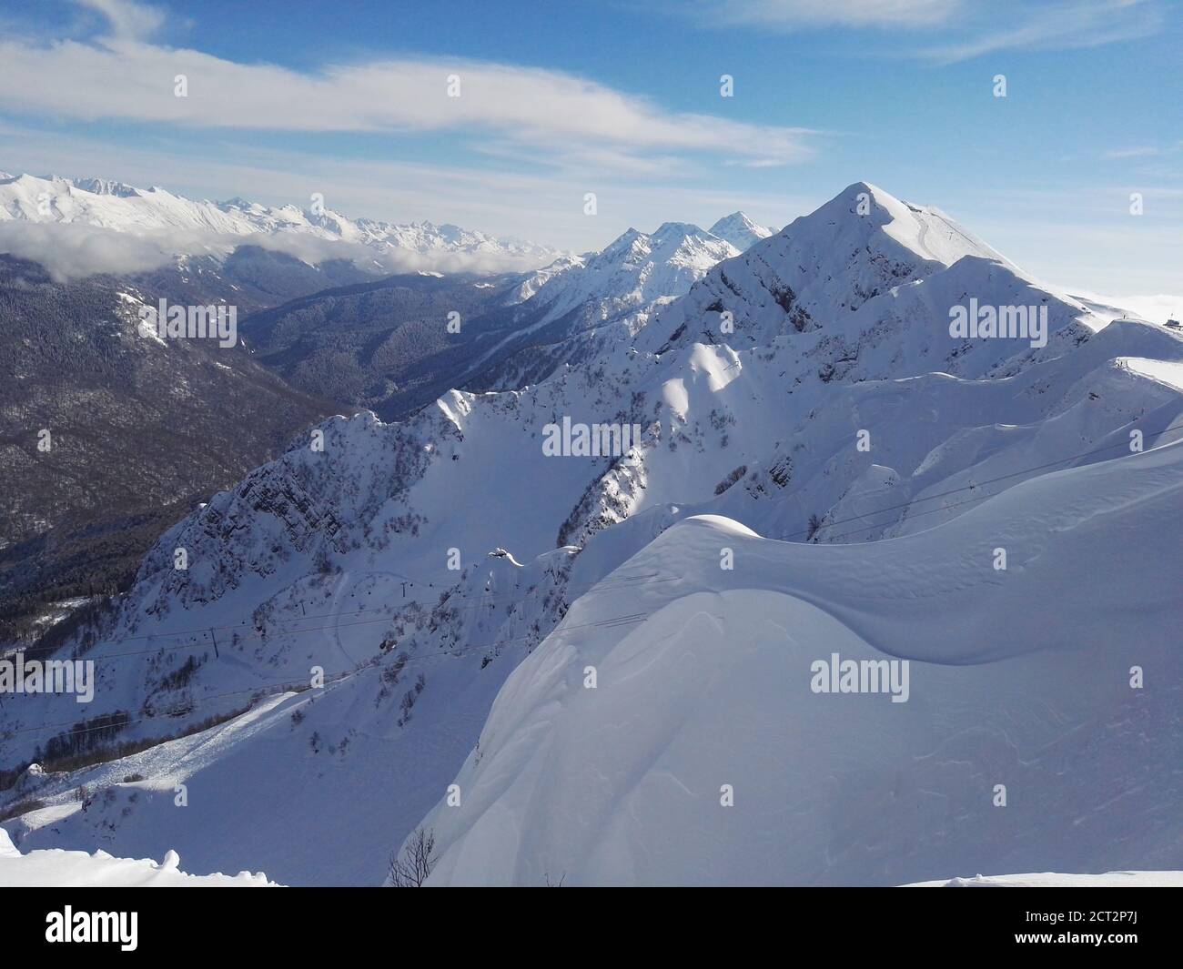 .Winter ski resort view of mountains and slopes Stock Photo - Alamy