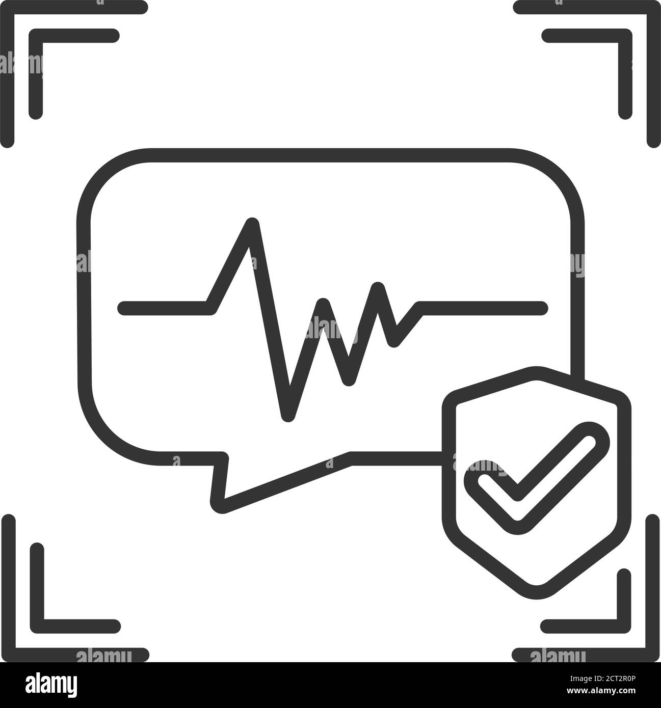 Voice identification approved black line icon. Recognition system of person. Concept of: authorization, dna system, scientific technology, scanning Stock Vector