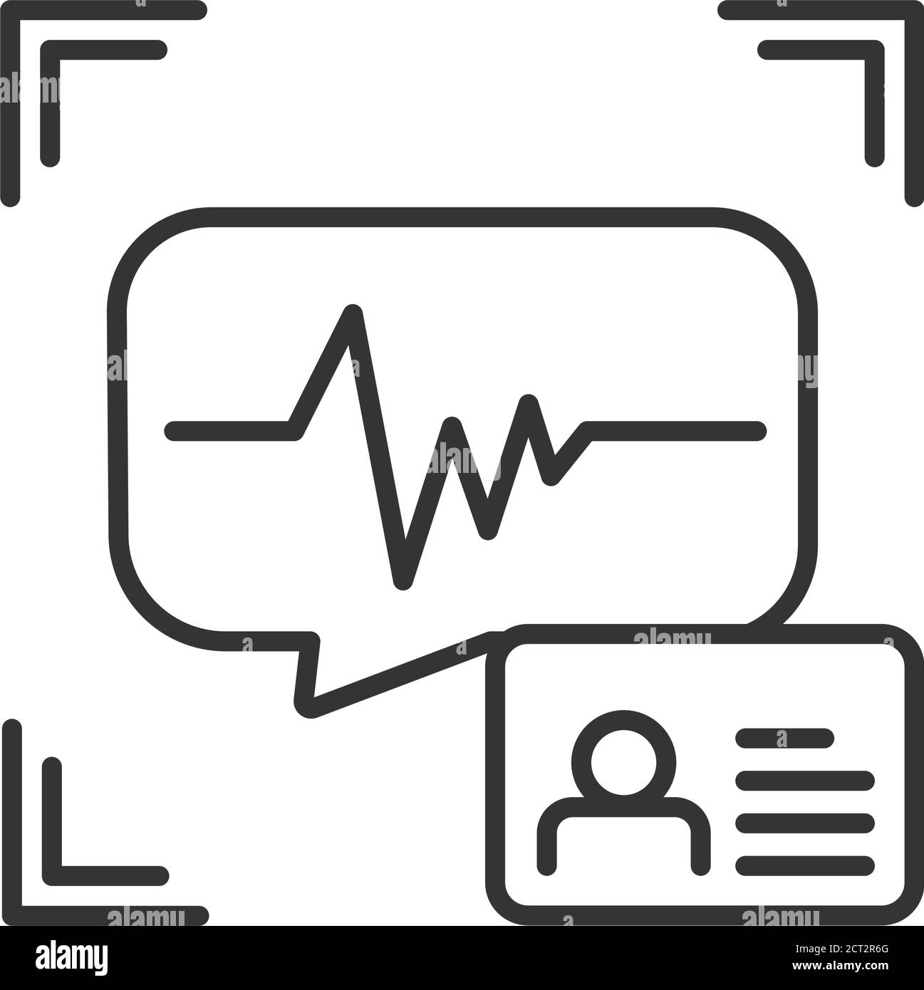 Voice identification black line icon. Recognition system of person. Concept of: authorization, dna system, scientific technology, scanning. Biometric Stock Vector