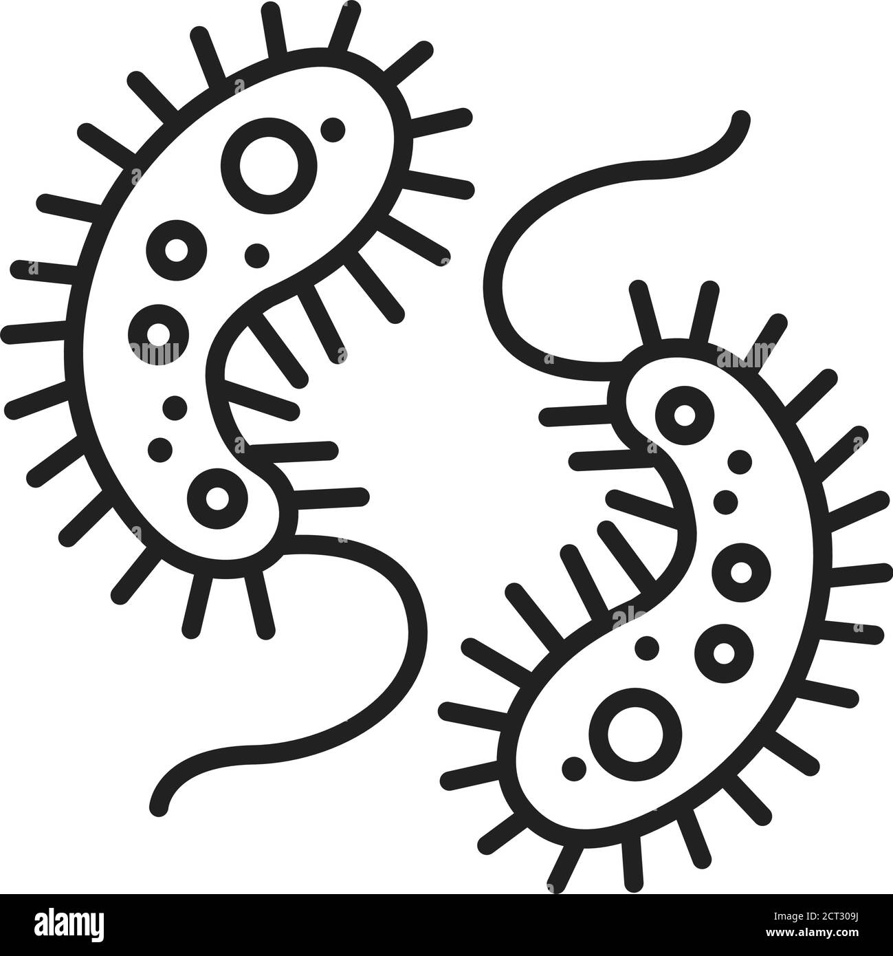 Virus black line icon. Respiratory infections. Bacteria, microorganism sign. Microscopic germ cause diseases concept. Pictogram for web, mobile app Stock Vector