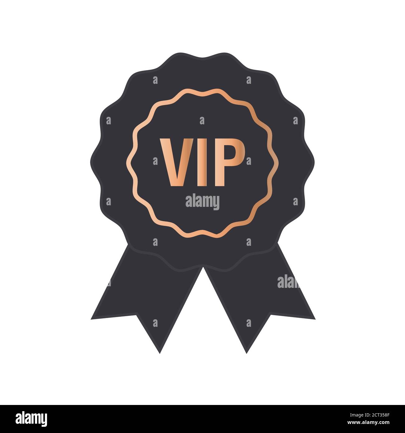 Vip label, badge or tag. Vector black banner with gold vip text. Vector illustration. Stock Vector