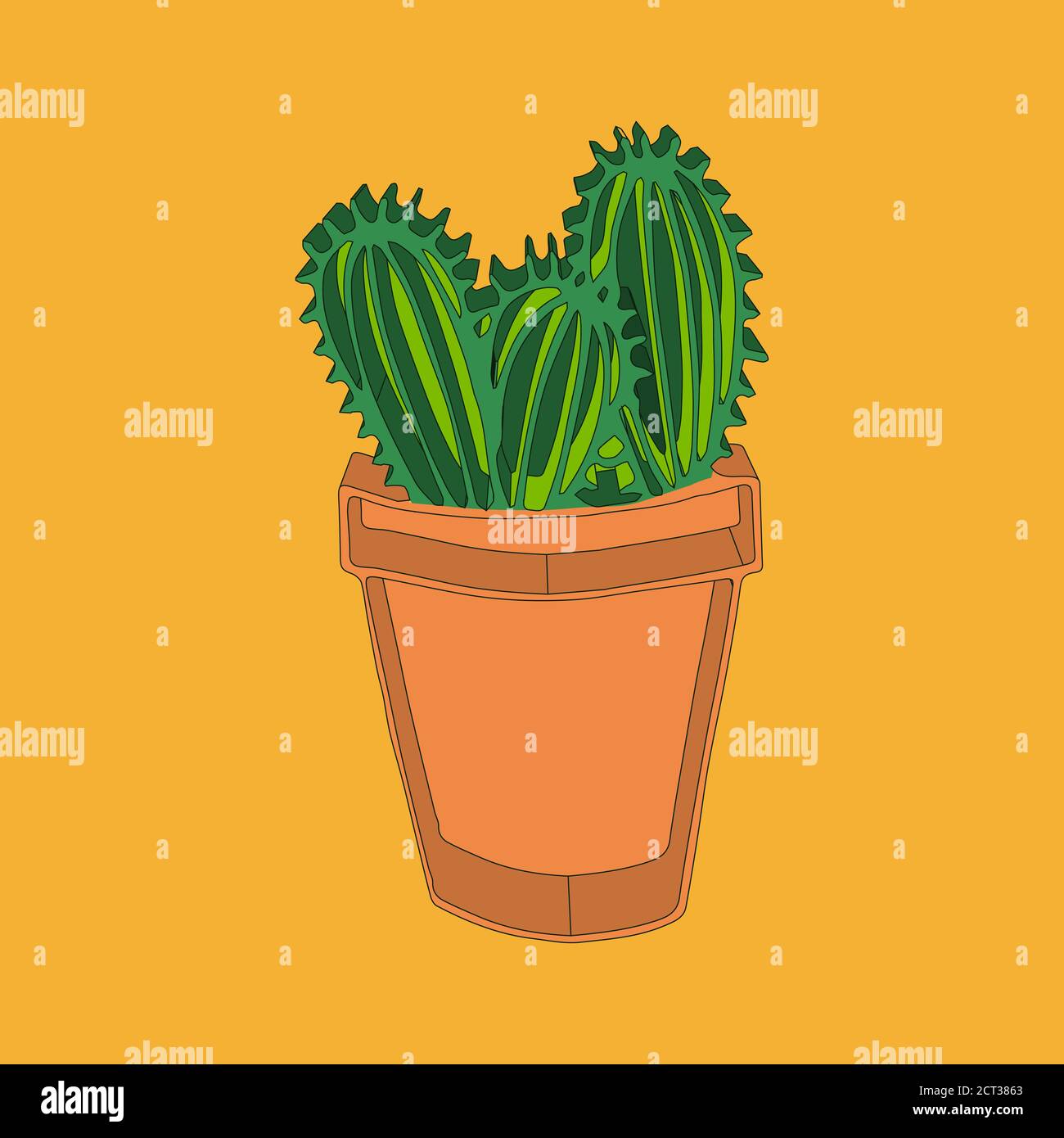 isolated green oval vector cactus Stock Vector