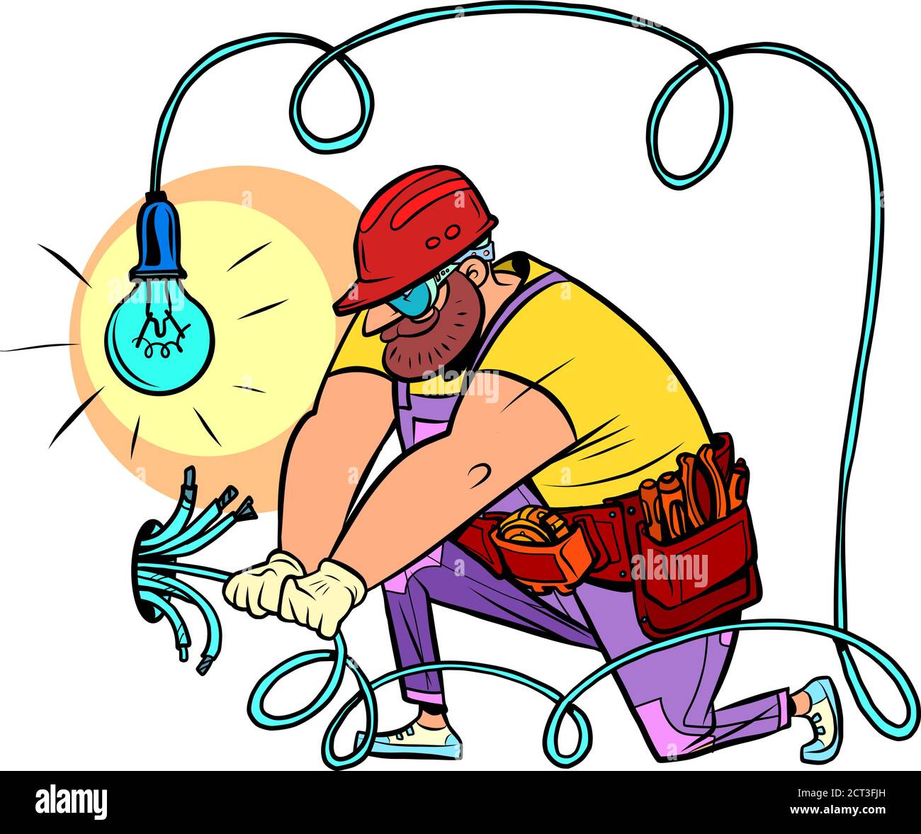 The electrician lays the wires Stock Vector
